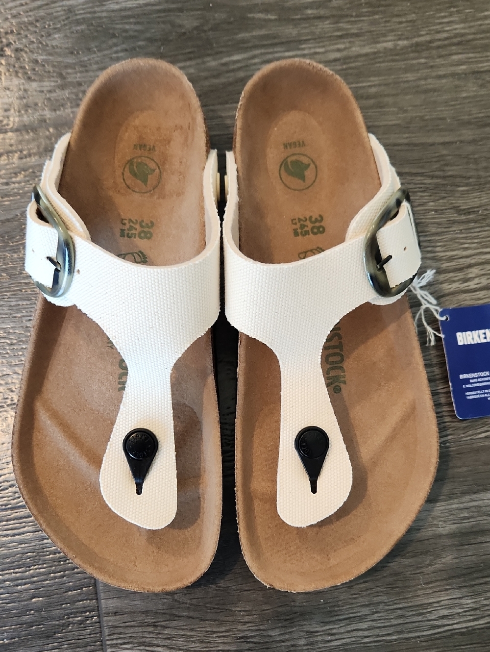New With Tag Vegan Eggshell Gizeh 38 Birkenstock